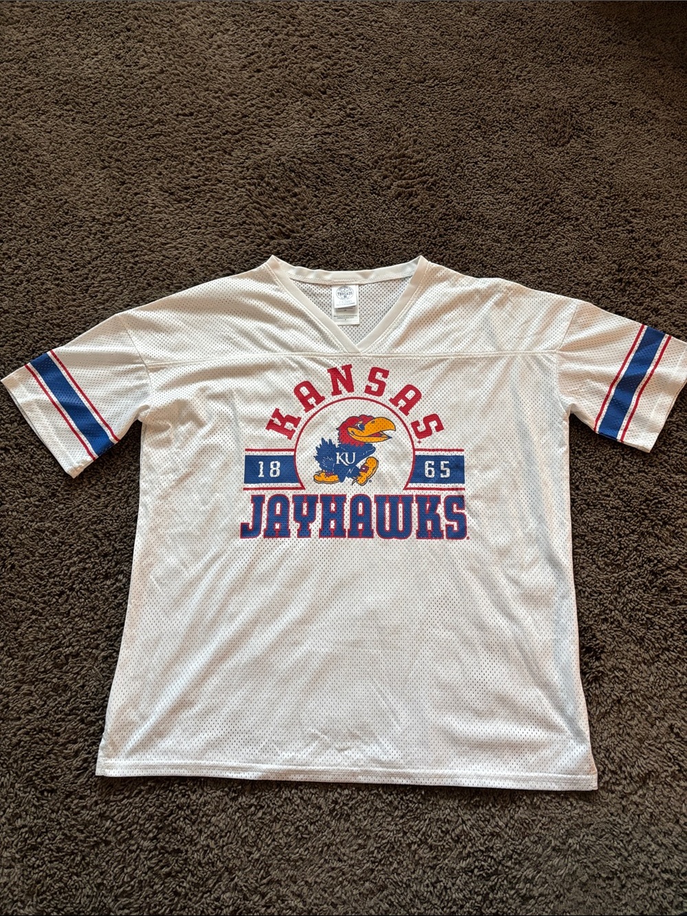 STARTER White Kansas Jayhawks Mesh Jersey with Red & Blue Accents